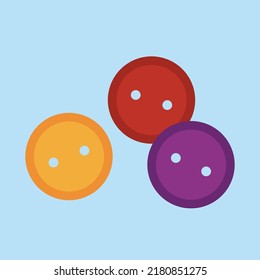 Set of three multi-colored buttons