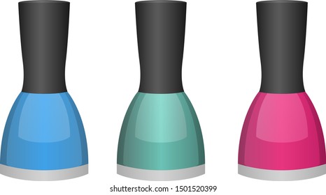 
Set of three nail polishes.