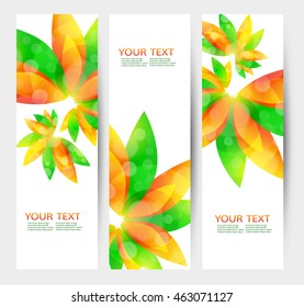 Set of three nature vector banners with floral elements and place for text. Vector eps10