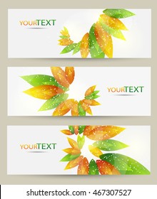 Set of three nature vector banners with floral elements and place for text. Eps 10