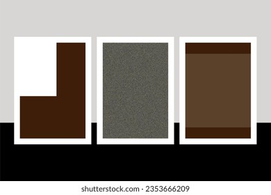 conjunto de tres elementos murales neutros diseño interesante conectado entre sí abstracto geométrico