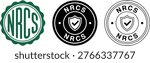 Set of three NRCS certification logo badges with shield and checkmark, ideal for quality assurance or compliance design.