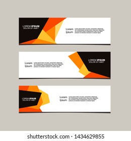 Set of three orange abstract banners. Modern banner design template for web and printing. Vector illustration.