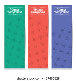 Set Of Three Oriental Style Vertical Banners Vector Illustration
