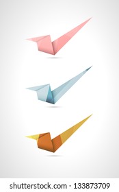 Set of three origami style accept signs with stylish polygon pattern / yes sign