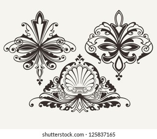 Set Of Three Original Retro Design Elements