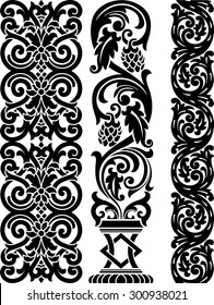 set of the three ornamental border for your design. Vector illustration black on the white background