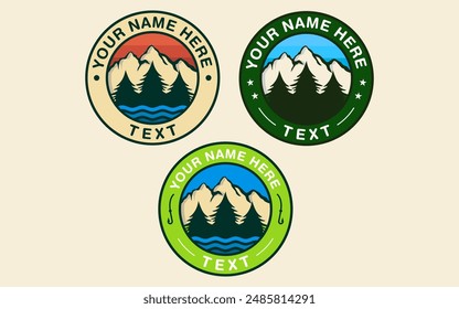 Set of three outdoor logo emblems with an option to change text.