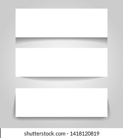 Set of three paper banners with different shadow styles VECTOR