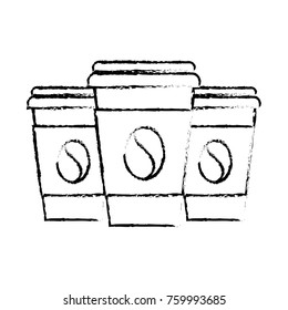 set of three paper coffee cup beverage refreshment