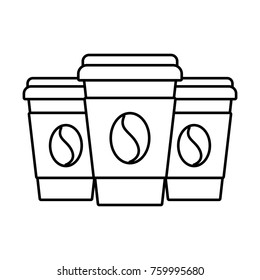 set of three paper coffee cup beverage refreshment