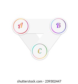 Set of three paper tags in different color. Vector elements for infographics and presentation