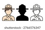 A set of three park ranger icons, each providing a different visual style for usage.
