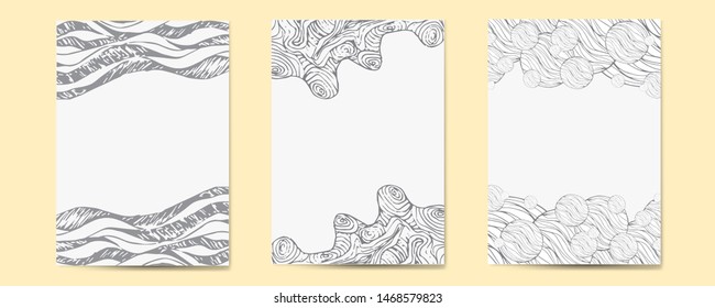 Set of three pieces backgrounds for cards abstract gray vector