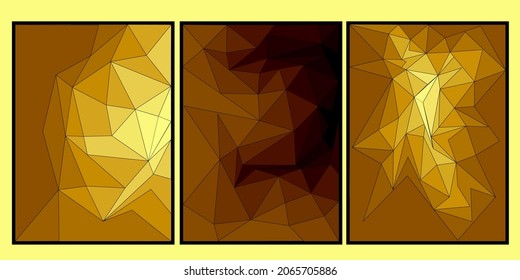 Set three pieces of luxury and elegant abstract Geometric wall art. Gold Geometry shapes wall decor. Minimalist Scandinavian wall decorations for living room. Classic home Decorations.
