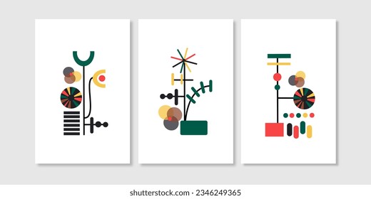 Set of three pieces scandinavian wall art. Minimal wall decoration, poster and wall decor.