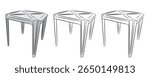 Set of three plastic tables, a popular piece of furniture in bars and pubs in Brazil. Isolated on white background.