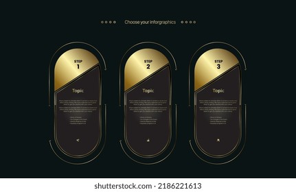 Conjunto de tres botones de diseño premium. Tres elementos vectoriales o botones creación de plantillas, icono, gráficos, objetos y elementos para plantillas de interfaz de usuario de sitios web, negocios y finanzas