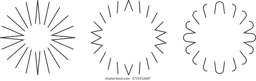 Conjunto de tres decoraciones de línea radial. Ideal para llamar la atención sobre contenido clave, títulos o diseño promocional.