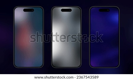 Set of three realistic blurred backgrounds in a smartphone mockup