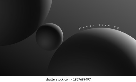 Set of three realistic grey spheres of different size with shadows vector illustration.