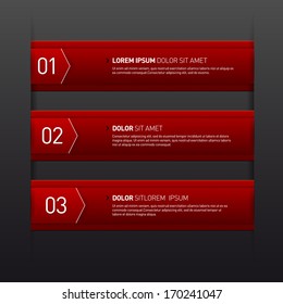 Set of three red banners - options - info graphics