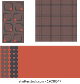 Set of three retro patterns in earthy fashion trend colors