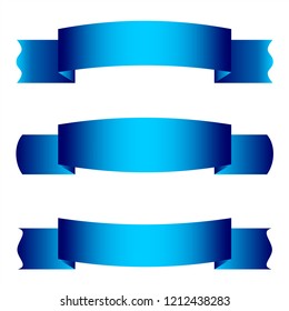 Set of three ribbon banners. Sign blank for advertising text, promotion or web. Symbol blue vintage label. 