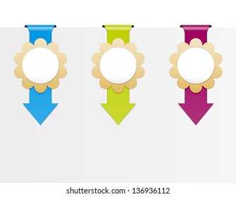 Set of three ribbon style arrows with flower tag / arrow with flower tag