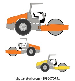 Set of three roll truck coloured an outline for colouring orange yellow