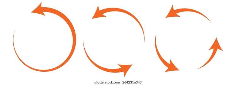 set of three round arrows vector. Circle arrows set. Rotate, refresh, reload icons.