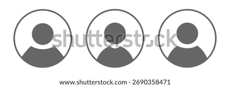 Set of three round placeholder headshot avatar, user profile vector icons