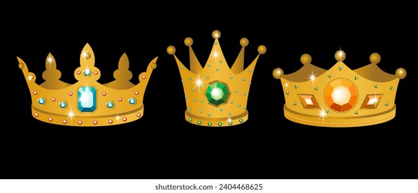 
Set of three royal corns. Isolate on a white background. Hand drawn. Vector illustration.