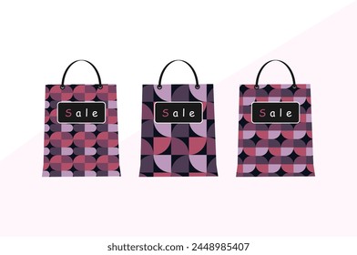 set of three sale paper shopping bags colorful paper sales bag for shopping