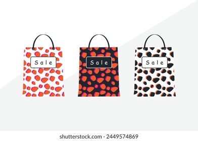 set of three sale paper shopping bags colorful paper sales bag for shopping