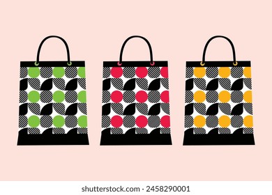 set of three sale paper shopping bags colorful paper sales bag for shopping, colorful paper pattern bags for sale shopping