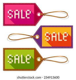 Set of Three Sale Tags. Vector Illustration.