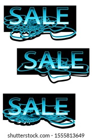   set of three sale text on floral swirl