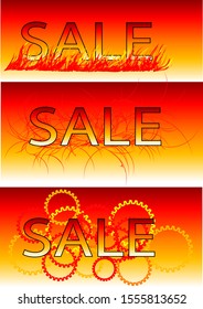  set of three sale text on a gray background