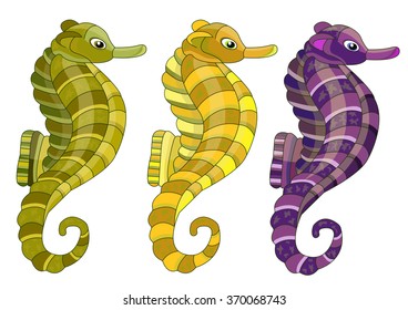 a set of three seahorses