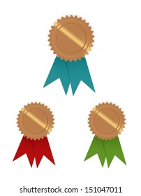 The set of three seals with green and red ribbons / The set of three blank seals with ribbon / Seals