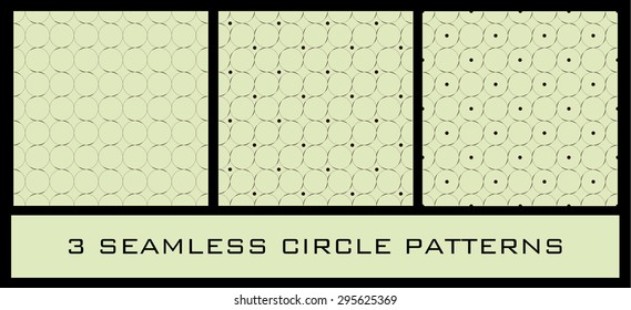 A set of three seamless circle patterns. Simple and subtle, with the same circle base in all three.