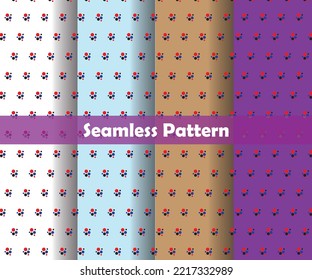 Set of three seamless colorful summer patterns. Hand drawn trendy abstract illustrations. Creative collage seamless patterns. different sizes and opacity. The pattern is evenly filled. Vector 