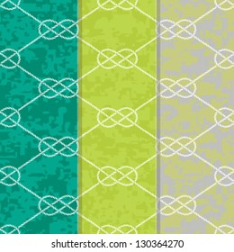 Set of Three Seamless Figure 8 Pattern in Melange Camo Backgrounds