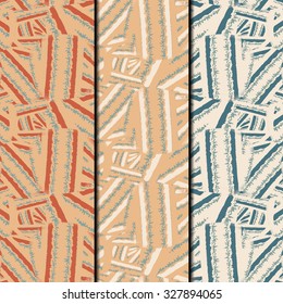 Set of three seamless patterns with floral palette. Bright and colorful backgrounds for textile prints, web usage and wrapping paper. Stylish texture for wrapping paper or book covers.