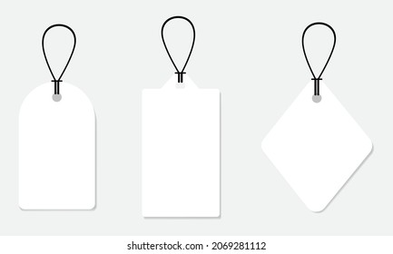 Set of three shapes white price tag label illustration on isolated background