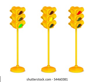 Set of three shiny traffic lights for map/web/applications design