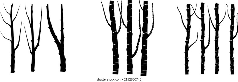 Set Three Silouette Tree Trunk Stock Vector (Royalty Free) 2152880743 ...