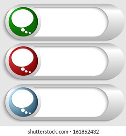 set of three silver buttons with speech bubble