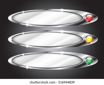 A set of three silver oval backgrounds, with space for your text. Vector illustration. The background is on a separate layer. 